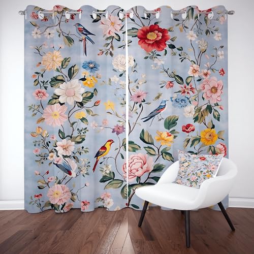Slojtdd Retro Blumen Thermovorhang kälteschutz mit ösen, Landhaus Floral Gardinen Schlafzimmer Blickdicht verdunklungsvorhang 2er Set, Französisch Elegant Vintage Vorhang 220x140, für kinderzimmer Slojtdd Retro Blumen Thermovorhang kälteschutz mit ösen, Landhaus Floral Gardinen Schlafzimmer Blickdicht verdunklungsvorhang 2er Set, Französisch Elegant Vintage Vorhang 220x140, für kinderzimmer von Slojtdd