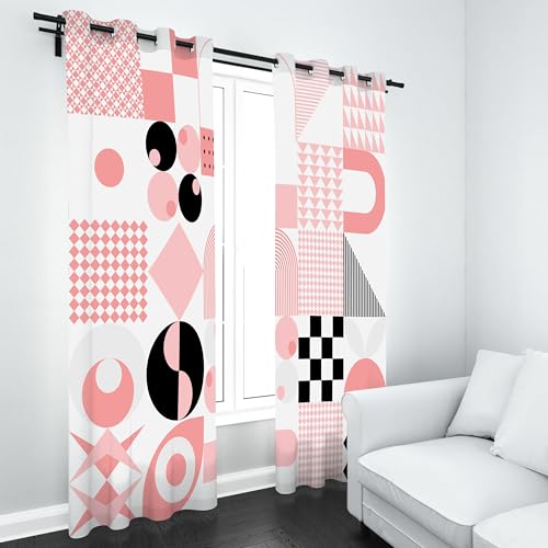Slojtdd Rosa Geometrie Verdunklungsvorhang, Abstrakte Linie Gitter Thermovorhang kälteschutz ösen, Modern Aesthetic Blickdichte vorhange, Schlafzimmer kinderzimmer Wohnzimmer 2er Set, 175x140 Slojtdd Rosa Geometrie Verdunklungsvorhang, Abstrakte Linie Gitter Thermovorhang kälteschutz ösen, Modern Aesthetic Blickdichte vorhange, Schlafzimmer kinderzimmer Wohnzimmer 2er Set, 175x140 von Slojtdd