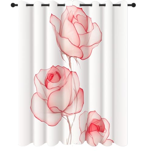 Slojtdd Rose Blumen Gardinen mit ösen Blickdicht 2er Set, Floral Aesthetic Vorhang Wohnzimmer, 137x132 thermovorhang kälteschutz, Pflanzen Aquarell Verdunklungsvorhang kinderzimmer Slojtdd Rose Blumen Gardinen mit ösen Blickdicht 2er Set, Floral Aesthetic Vorhang Wohnzimmer, 137x132 thermovorhang kälteschutz, Pflanzen Aquarell Verdunklungsvorhang kinderzimmer von Slojtdd