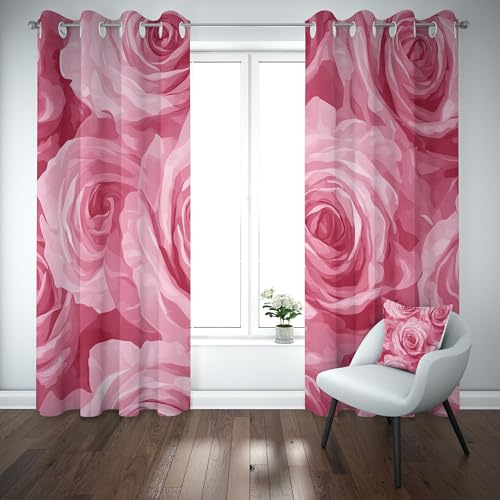 Slojtdd Rose Blumen Vorhang Blickdicht 200x140 für kinderzimmer, Floral Aesthetic Gardinen mit ösen 2er Set, Pflanzen Aquarell Thermovorhang kälteschutz, Wohnzimmer verdunkelung vorhange Slojtdd Rose Blumen Vorhang Blickdicht 200x140 für kinderzimmer, Floral Aesthetic Gardinen mit ösen 2er Set, Pflanzen Aquarell Thermovorhang kälteschutz, Wohnzimmer verdunkelung vorhange von Slojtdd