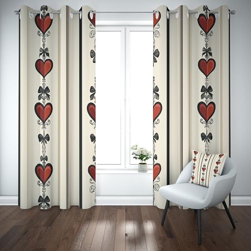 Slojtdd Roten Herzen Verdunklungsvorhang, Schleifen Gestreift Thermovorhang kälteschutz ösen, Vintage Aesthetic Blickdichte vorhange, Schlafzimmer kinderzimmer Wohnzimmer 2er Set,225x140 Slojtdd Roten Herzen Verdunklungsvorhang, Schleifen Gestreift Thermovorhang kälteschutz ösen, Vintage Aesthetic Blickdichte vorhange, Schlafzimmer kinderzimmer Wohnzimmer 2er Set,225x140 von Slojtdd