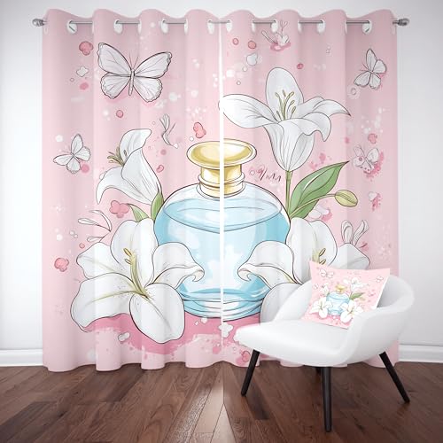 Slojtdd Schmetterling Vorhang Blickdicht 200x140 für kinderzimmer, Lilie Floral Gardinen mit ösen 2er Set, Parfümflasche Blumenmuster Thermovorhang kälteschutz, Wohnzimmer verdunkelung vorhange Slojtdd Schmetterling Vorhang Blickdicht 200x140 für kinderzimmer, Lilie Floral Gardinen mit ösen 2er Set, Parfümflasche Blumenmuster Thermovorhang kälteschutz, Wohnzimmer verdunkelung vorhange von Slojtdd
