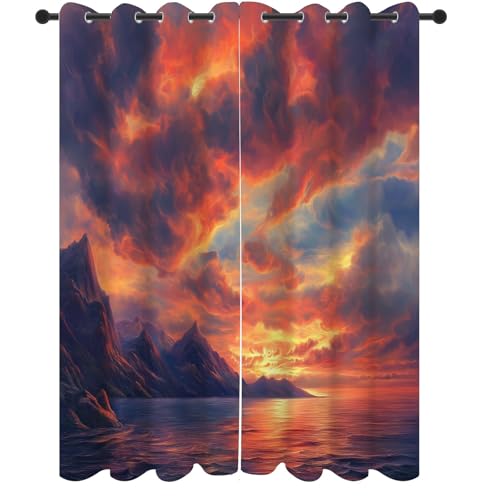 Slojtdd Sonnenuntergang Gardinen mit ösen Blickdicht 2er Set, Ozean Wolke Vorhang Wohnzimmer, 137x132 thermovorhang kälteschutz, Natur Landschaft Verdunklungsvorhang kinderzimmer Slojtdd Sonnenuntergang Gardinen mit ösen Blickdicht 2er Set, Ozean Wolke Vorhang Wohnzimmer, 137x132 thermovorhang kälteschutz, Natur Landschaft Verdunklungsvorhang kinderzimmer von Slojtdd