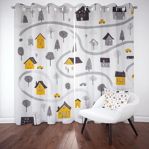 Slojtdd Stadt Architektur Verdunklungsvorhang, Sreet Karikatur Thermovorhang kälteschutz ösen, Rustikal Auto Blickdichte vorhange, Schlafzimmer kinderzimmer Wohnzimmer 2er Set, 175x140 Slojtdd Stadt Architektur Verdunklungsvorhang, Sreet Karikatur Thermovorhang kälteschutz ösen, Rustikal Auto Blickdichte vorhange, Schlafzimmer kinderzimmer Wohnzimmer 2er Set, 175x140 von Slojtdd