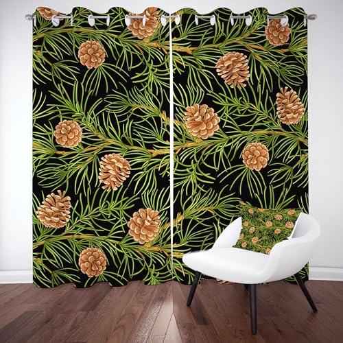 Slojtdd Tannenzapfen Verdunklungsvorhang ösen,Kiefernnadeln Baum Gardinen Blickdicht 2er Set, Pflanzen Rustikal Schlafzimmer vorhange, kinderzimmer Wohnzimmer 2er Set,210x132 Slojtdd Tannenzapfen Verdunklungsvorhang ösen,Kiefernnadeln Baum Gardinen Blickdicht 2er Set, Pflanzen Rustikal Schlafzimmer vorhange, kinderzimmer Wohnzimmer 2er Set,210x132 von Slojtdd