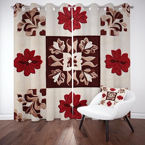 Slojtdd Tradition Floral Thermovorhang kälteschutz mit ösen, Vintage Karo Gardinen Schlafzimmer Blickdicht verdunklungsvorhang 2er Set, Abstrakte Blumenmuster Vorhang 220x140, für kinderzimmer Slojtdd Tradition Floral Thermovorhang kälteschutz mit ösen, Vintage Karo Gardinen Schlafzimmer Blickdicht verdunklungsvorhang 2er Set, Abstrakte Blumenmuster Vorhang 220x140, für kinderzimmer von Slojtdd