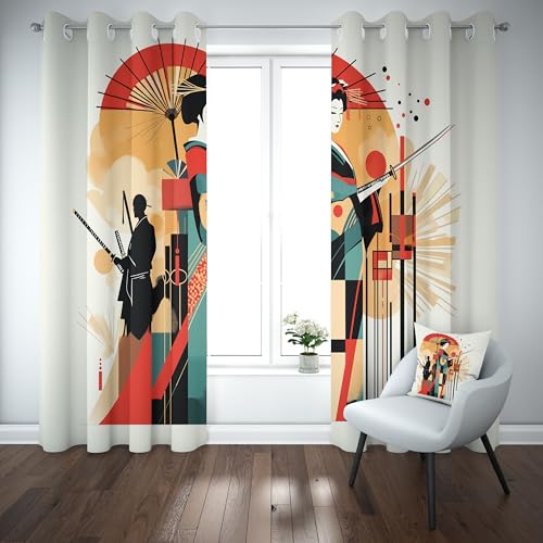 Slojtdd Tradition Geisha Verdunklungsvorhang ösen,Kimono Mädchen Gardinen Blickdicht 2er Set, Asiatische Japanischer Stil Schlafzimmer vorhange, kinderzimmer Wohnzimmer 2er Set,210x132 Slojtdd Tradition Geisha Verdunklungsvorhang ösen,Kimono Mädchen Gardinen Blickdicht 2er Set, Asiatische Japanischer Stil Schlafzimmer vorhange, kinderzimmer Wohnzimmer 2er Set,210x132 von Slojtdd