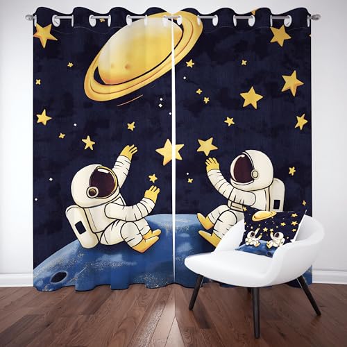 Slojtdd Universum Sternenhimmel Thermovorhang kälteschutz mit ösen, Planet Astronaut Gardinen Schlafzimmer Blickdicht verdunklungsvorhang 2er Set, Weltraum Galaxie Vorhang 245x140, für kinderzimmer Slojtdd Universum Sternenhimmel Thermovorhang kälteschutz mit ösen, Planet Astronaut Gardinen Schlafzimmer Blickdicht verdunklungsvorhang 2er Set, Weltraum Galaxie Vorhang 245x140, für kinderzimmer von Slojtdd