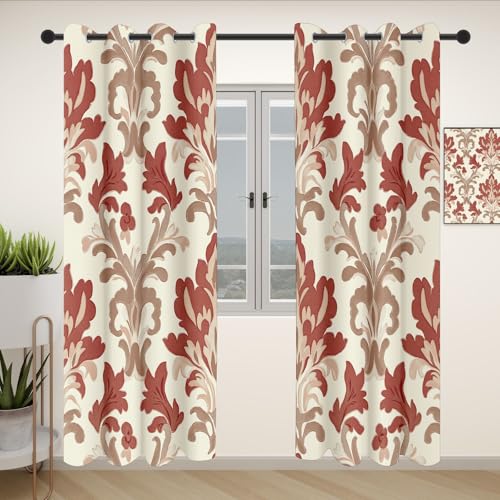 Slojtdd Vintage Damask Thermovorhang kälteschutz mit ösen, Floral Geometrie Gardinen Schlafzimmer Blickdicht verdunklungsvorhang 2er Set, Barock Viktorianisch Vorhang 245x140, für kinderzimmer Slojtdd Vintage Damask Thermovorhang kälteschutz mit ösen, Floral Geometrie Gardinen Schlafzimmer Blickdicht verdunklungsvorhang 2er Set, Barock Viktorianisch Vorhang 245x140, für kinderzimmer von Slojtdd