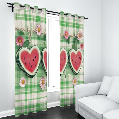Slojtdd Wassermelone Herzen Verdunklungsvorhang ösen,Sommer Früchte Gardinen Blickdicht 2er Set, Floral Büffelkaro Schlafzimmer vorhange, kinderzimmer Wohnzimmer 2er Set,210x132 Slojtdd Wassermelone Herzen Verdunklungsvorhang ösen,Sommer Früchte Gardinen Blickdicht 2er Set, Floral Büffelkaro Schlafzimmer vorhange, kinderzimmer Wohnzimmer 2er Set,210x132 von Slojtdd