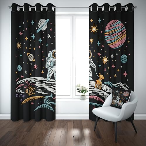 Slojtdd Weltraum Astronaut Verdunklungsvorhang ösen,Sternenhimmel Gardinen Blickdicht 2er Set, Universum Galaxie Planet Schlafzimmer vorhange, kinderzimmer Wohnzimmer 2er Set,210x132 Slojtdd Weltraum Astronaut Verdunklungsvorhang ösen,Sternenhimmel Gardinen Blickdicht 2er Set, Universum Galaxie Planet Schlafzimmer vorhange, kinderzimmer Wohnzimmer 2er Set,210x132 von Slojtdd