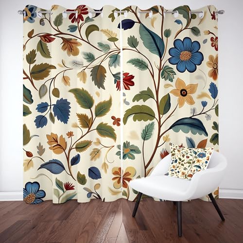 Vintage Floral Thermovorhang kälteschutz mit ösen, Pflanzen Landhaus Gardinen Schlafzimmer Blickdicht verdunklungsvorhang 2er Set, Blätter Botanisch Vorhang 245x140, für kinderzimmer Vintage Floral Thermovorhang kälteschutz mit ösen, Pflanzen Landhaus Gardinen Schlafzimmer Blickdicht verdunklungsvorhang 2er Set, Blätter Botanisch Vorhang 245x140, für kinderzimmer von Slojtdd