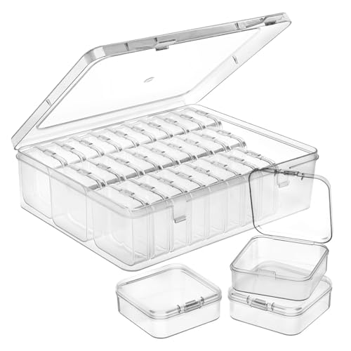 Slomg 31 Stück Perlen-Organizer-Box, kleine transparente Kunststoff-Aufbewahrungsbehälter mit Scharnierdeckel, stapelbare rechteckige Mini-Behälter, Angelboxen, Sortierbehälter für Armbandherstellung Slomg 31 Stück Perlen-Organizer-Box, kleine transparente Kunststoff-Aufbewahrungsbehälter mit Scharnierdeckel, stapelbare rechteckige Mini-Behälter, Angelboxen, Sortierbehälter für Armbandherstellung von Slomg