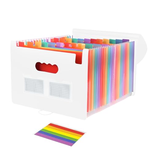Slomg Fächermappe aus Kunststoff mit 25 Fächern, Akkordeon-Ordner, tragbarer erweiterbarer Aktenbox, Schreibtischordner für Schule, Büro, Briefe, A4, Papier, Dokumente, Quittungen, Aufbewahrung Slomg Fächermappe aus Kunststoff mit 25 Fächern, Akkordeon-Ordner, tragbarer erweiterbarer Aktenbox, Schreibtischordner für Schule, Büro, Briefe, A4, Papier, Dokumente, Quittungen, Aufbewahrung von Slomg