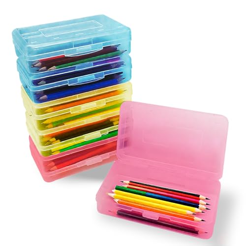 Slomg Federmäppchen aus Kunststoff, bunt, großes Fassungsvermögen, stapelbare Aufbewahrungsbehälter mit Schnappdeckel, transparente Bastelboxen für Buntstifte, Marker, Perlen, Büro, Schule Slomg Federmäppchen aus Kunststoff, bunt, großes Fassungsvermögen, stapelbare Aufbewahrungsbehälter mit Schnappdeckel, transparente Bastelboxen für Buntstifte, Marker, Perlen, Büro, Schule von Slomg