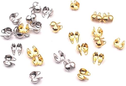 200 Stück 1,5 mm goldene und silberne offene Perlenspitzen, Knotenabdeckungen, Clamshell-Endkappe, Quetschperlen, Kugelketten-Verbinder für Schmuckherstellung, Schmuckverschlüsse, Schmuckzubehör 200 Stück 1,5 mm goldene und silberne offene Perlenspitzen, Knotenabdeckungen, Clamshell-Endkappe, Quetschperlen, Kugelketten-Verbinder für Schmuckherstellung, Schmuckverschlüsse, Schmuckzubehör von Sluswallow