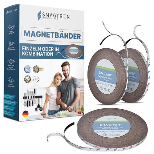 Magnetband mit 3M Kleber Kleberücken Typ B - 1,5mm x 12,7mm x 5 Meter - Qualität " Anisotrop" Höchste Haftkraft - Magnetfolie von Smagnon