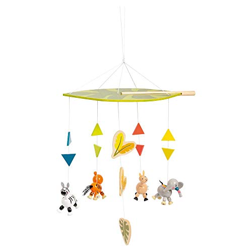 small Foot 11454 Mobile "Jungle" aus Holz, mit niedlichen Tier-Figuren, die an einem Blatt baumeln, für Baby-Bettchen small Foot 11454 Mobile "Jungle" aus Holz, mit niedlichen Tier-Figuren, die an einem Blatt baumeln, für Baby-Bettchen von Small Foot