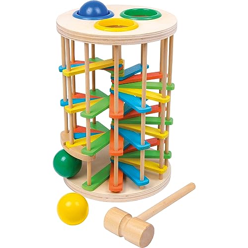 small foot Klopfkugelturm XL aus Holz, lustiges Klopfspiel mit DREI Kugeln und einem Hammer, ab 12 Monaten, 6569 von Small Foot