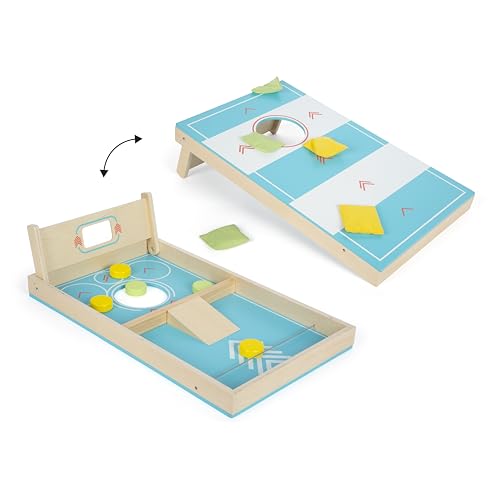 small foot Cornhole und Sling Puck Spiel „Active“ aus Holz, 2-in1-Wurfspiel, Familienspiel für Kinder ab 5 Jahren, 12481, Blau, Weiß von Small Foot