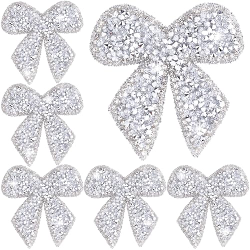 SmallCat 6 x Schleifen-Strass-Aufnäher, Glitzer-Schleifen-Applikation, selbstklebende Reparatur-Schleife, Kleidungsflicken für Jacken, Hüte, Taschen, Jeans, Schuhe, Silber SmallCat 6 x Schleifen-Strass-Aufnäher, Glitzer-Schleifen-Applikation, selbstklebende Reparatur-Schleife, Kleidungsflicken für Jacken, Hüte, Taschen, Jeans, Schuhe, Silber von SmallCat