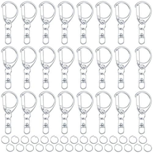 SmallCat Karabinerverschlüsse mit Biegering, Metall-Drehgelenk, Schlüsselanhänger-Clip, federbelastete Karabinerhaken, D-Form, Schlüsselringe für Handwerk, DIY, Schmuckherstellung, 30 Sets von SmallCat