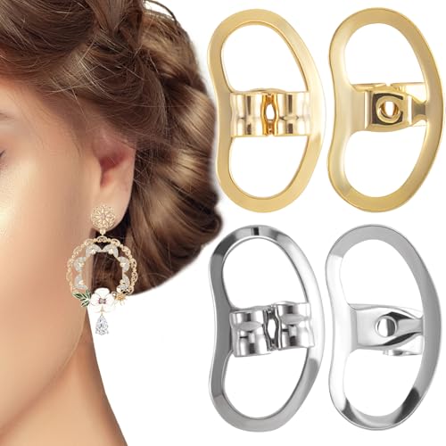 SmallCat Ohrring-Verschlüsse für hängende Ohren, Metall-Ohrring-Rückenheber für schwere Ohrringe, große Ohrring-Verschlüsse für Ohrstecker, Gold/Weißgold, 1,3 cm (4 Stück) von SmallCat