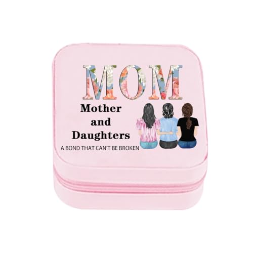 Personalisierte Familien-Schmuckschatulle, personalisierbar, Mutter- und Tochter-Porträt-Name, Reise-Schmuckkästchen für Damen, Muttertag, Schmuckkästchen, Reise-Ring-Organizer, Geschenk für Mutter von Smallduuck