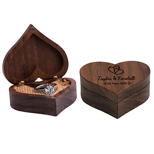 Smallduuck Benutzerdefinierte Herz-Ring-Box Hochzeitszeremonie Ringträger Holz rustikal Ringhalter Box Ring Schmuckschatulle Ehering Box für Sie und Ihn (Stil 5) von Smallduuck