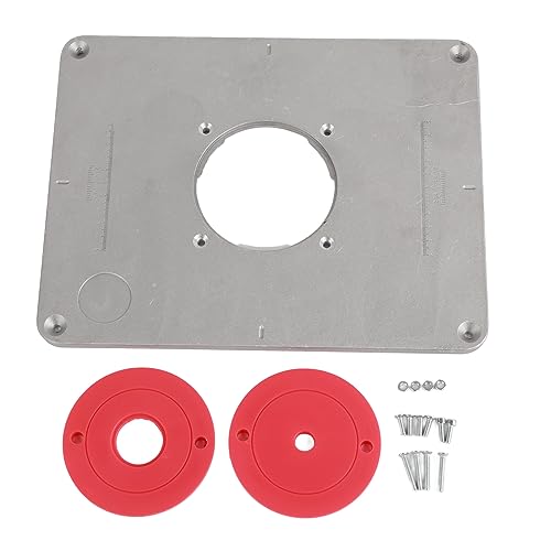 Router Platte Aluminium Router Tabelle Insert Plate Router Tischeinsatz Platte DIY Fräser Tischplatte mit Einsteckring für Holzbearbeitung Bänke, 11,81 x 9,25 x 0,37 Inch (Silber) von Smandy