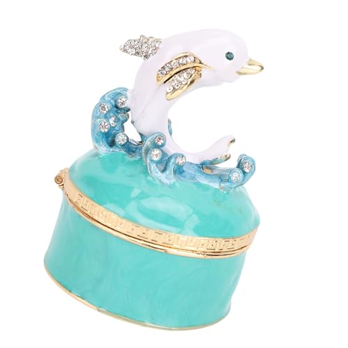 Smandy Delphin -Schmuckschatulle mit Strassdekor, Emaille Keepsake Case, Schmuckstockbox für Ringe, Halsketten, Armbänder, Perfektes für Besondere Anlässe Elegantes Zinklegierungsmetall von Smandy