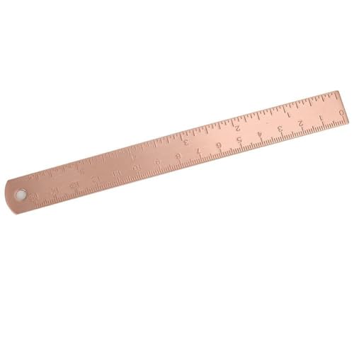 Smandy Mini -Kupfer -Lineal, Messing -Metall -Lesezeichen, Feine Drahtzeichnung 1,5 Mm Dicker 150 Mm Messbereich, Kupfer -Geradelineer für Tägliche Verwendung (Länge 15 cm, Dicke 1,5 mm) von Smandy