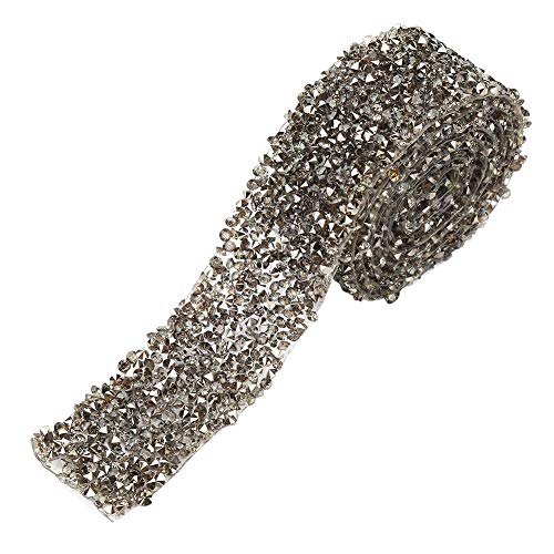 Diamond Ribbon 1 Yard Länge 1,2 inch Breite Sparkle Crystal Strass Ribbon Mesh Wrap Rolle für Hochzeitstorten Geburtstag Dekorationen Baby Shower Events Kunst und Handwerk(Grau) von Smandye