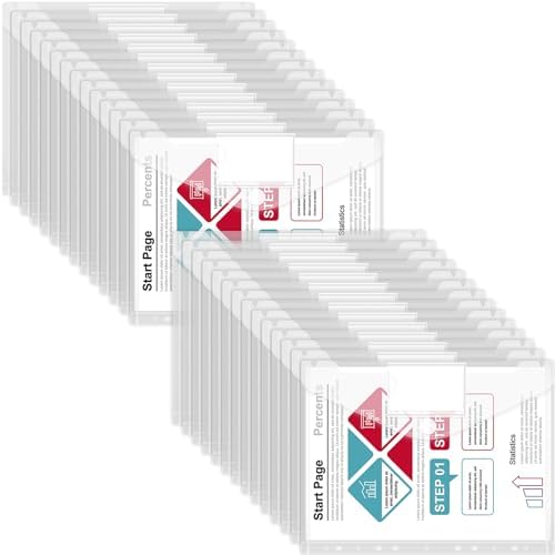 Dokumentenmappe A4 28 pack, Dokumententasche A4 Transparente Mappen mit Klettverschluss, Wasserdicht Sammelmappen A4 Dokumententasche mit Binderlöcher und Etikettentasche von Smarpau