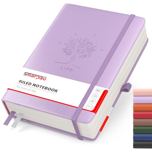 320 Seiten Lined Journal Notebook - B5 Lined Journal Notebook, 100gsm Papier Thick Hardcover Leder Journal mit Index Tabs, Journal Notizblock für Frauen Männer Arbeit Schule, 19 x 25 cm - Lila von Smarpau