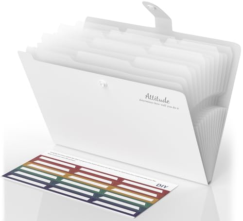 Dokumentenmappe A4, Mappe A4 Mit 12 Fächern, Fächermappe A4 Mit Etiketten, Tragbar Ordnungsmappe Mappen Ordnersystem, Document Folder Für Zuhause, Büro, Schule und Auf Reisen (Weiß) von Smarpau