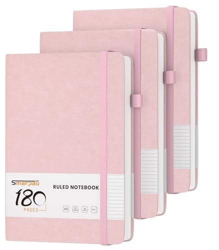 Notizbuch A5, 3 Stück Hardcover 180 Seiten Gepunktetes Journal Tagebuch Liniert Mit 80gsm Premium-Papier, Der Collegeblock Notizblock Eignet Sich Zum Schreiben Und Notieren, 14.5 x 21 cm-Rosa von Smarpau