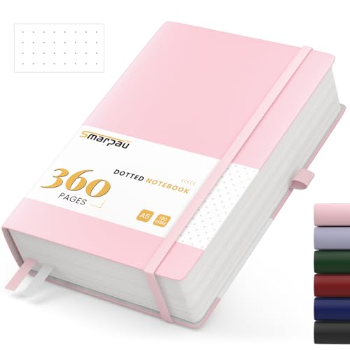 Notizbuch A5, Hardcover 360 Seiten Gepunktetes Journal Tagebuch Liniert Mit 100gsm Premium-Papier, Der Collegeblock Notizblock Eignet Sich Zum Schreiben Und Notieren, 14.5 x 21 cm-Rosa von Smarpau