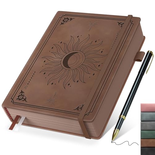 Notizbuch A5 Liniert, Hardcover Retrostil Journal mit 366 Seiten 100gsm Papier, Hardcover Notizblock mit Stift, Geeignet für Frauen und Männer für Schule, Arbeit, Zeichnen, 14,5 x 21 cm - Braun von Smarpau