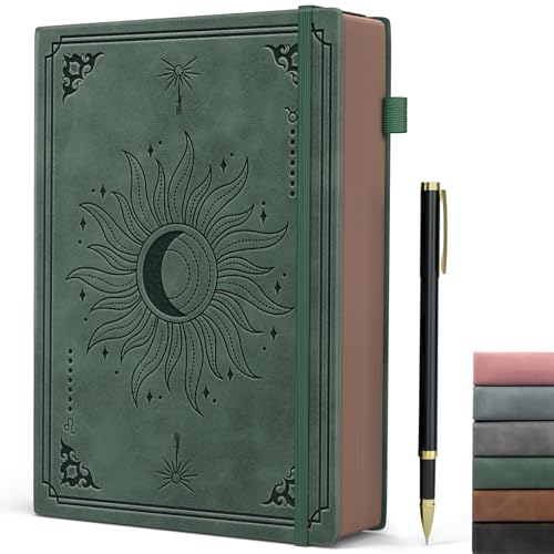 Notizbuch B5, Lined Notizblock mit Stift, Retrostil Hardcover Leder Journal mit 366 Seiten 100gsm Dickes Papier, College Ruled Journal für Frauen Männer Schreiben Schule Büro, 19 x 25cm- Dunkelgrün Notizbuch B5, Lined Notizblock mit Stift, Retrostil Hardcover Leder Journal mit 366 Seiten 100gsm Dickes Papier, College Ruled Journal für Frauen Männer Schreiben Schule Büro, 19 x 25cm- Dunkelgrün von Smarpau