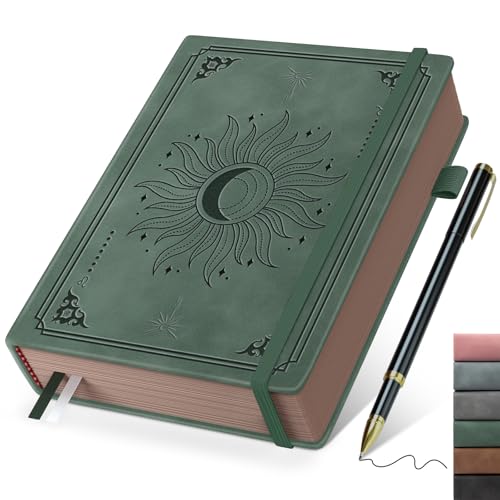 Smarpau A5 Notizbuch Liniert, Hardcover Notizblock mit 366 Seiten 100gsm Dickes Tintenfestes Papier, Lined Journal mit Stift für Frauen Männer Arbeit Büro Schule Reisen, 14.5 x 21cm - Dunkelgrün von Smarpau