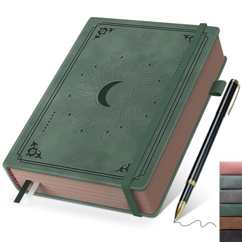 Smarpau A5 Notizbuch Liniert, Hardcover Notizblock mit 366 Seiten 100gsm Dickes Tintenfestes Papier, Lined Journal mit Stift für Frauen Männer Arbeit Büro Schule Reisen, 14.5 x 21cm - Dunkelgrün von Smarpau