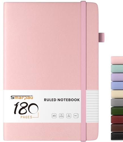Smarpau Notizbuch A5, Hardcover Liniert Journal mit 180 Seiten 80gsm dickes Papier, Leder Tagebuch, Journal Notizblock für Frauen und Männer für Schule, Arbeit, Zeichnen, 14.5 x 21cm - Rosa Smarpau Notizbuch A5, Hardcover Liniert Journal mit 180 Seiten 80gsm dickes Papier, Leder Tagebuch, Journal Notizblock für Frauen und Männer für Schule, Arbeit, Zeichnen, 14.5 x 21cm - Rosa von Smarpau