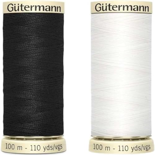 Gütermann Nähgarn aus Polyester für Hand- oder Maschinennähen, Weiß 100 m und Schwarz 100 m, gebündelt von Smart Cutie Gütermann Nähgarn aus Polyester für Hand- oder Maschinennähen, Weiß 100 m und Schwarz 100 m, gebündelt von Smart Cutie von Smart Cutie