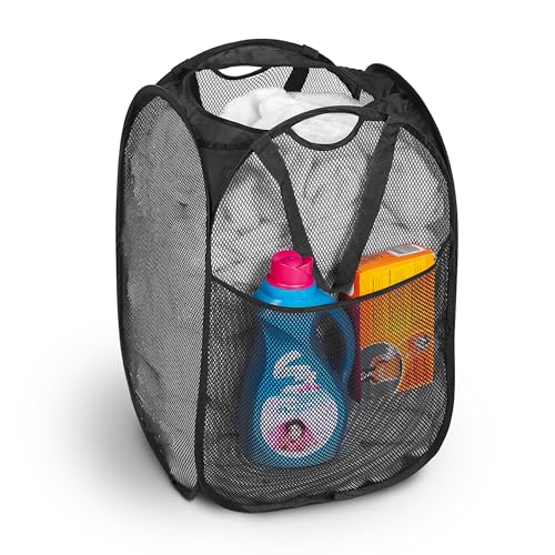 Smart Design Wäschekorb aus Netzstoff, quadratisch, mit Seitentasche und Griffen, VentilAir-Stoff, zusammenklappbar, für Kleidung und Wäsche, für Zuhause, 35,6 x 58,6 cm, Schwarz Smart Design Wäschekorb aus Netzstoff, quadratisch, mit Seitentasche und Griffen, VentilAir-Stoff, zusammenklappbar, für Kleidung und Wäsche, für Zuhause, 35,6 x 58,6 cm, Schwarz von Smart Design