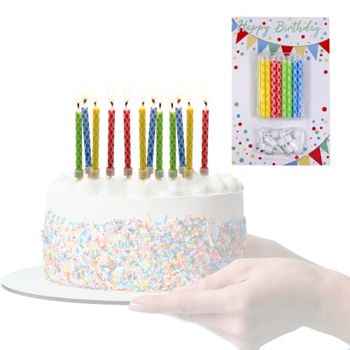 Candelo 24er Set Geburtstagskerze mit Halter für Kuchen - Bunte Kuchenkerzen für Geburtstagstorte ohne Duft - Happy Birthday Kerze Geburtstags Deko von Smart-Planet