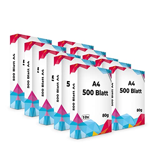 SPS Druckerpapier, Kopierpapier (5.000 Blatt, 80 g/m², DIN A4 Papier, weiß, für alle Drucker) 2 Boxen mit je 5 Pack von Smart Print Solutions