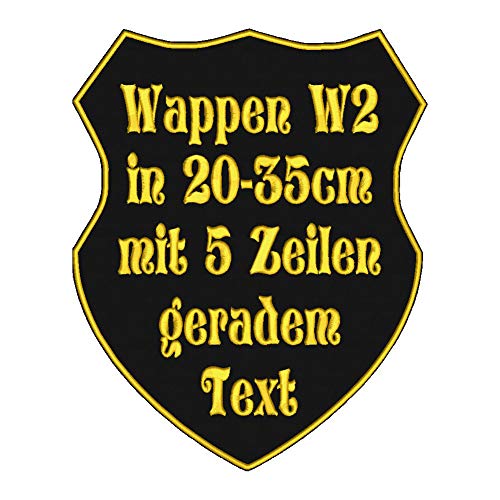 Smart Aufnäher in Wappenform W2 mit Wunschtext - verschiedene Größen (25x20cm) - personalisiert von Smart