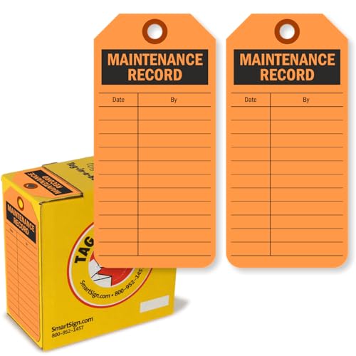 SmartSign 100 Stück "Maintenance Record" Etiketten in Box, 7,6 x 15,9 cm, 13 pt beschreibbare Kartonanhänger, doppelseitig, vorgestanztes Loch mit Faser-Patch, für Gabelstapler/Gerüst SmartSign 100 Stück "Maintenance Record" Etiketten in Box, 7,6 x 15,9 cm, 13 pt beschreibbare Kartonanhänger, doppelseitig, vorgestanztes Loch mit Faser-Patch, für Gabelstapler/Gerüst von SmartSign