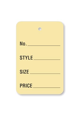 SmartSign Buff-Kleidungsanhänger, 4,8 x 3,2 cm, 12-Punkt-Karton-Etiketten für Preise, Waren, Kleidung, beschreibbar, vorgedruckte Felder – Nummer, Stil, Größe, Preis, abgerundete Ecken, 1000 Stück SmartSign Buff-Kleidungsanhänger, 4,8 x 3,2 cm, 12-Punkt-Karton-Etiketten für Preise, Waren, Kleidung, beschreibbar, vorgedruckte Felder – Nummer, Stil, Größe, Preis, abgerundete Ecken, 1000 Stück von SmartSign